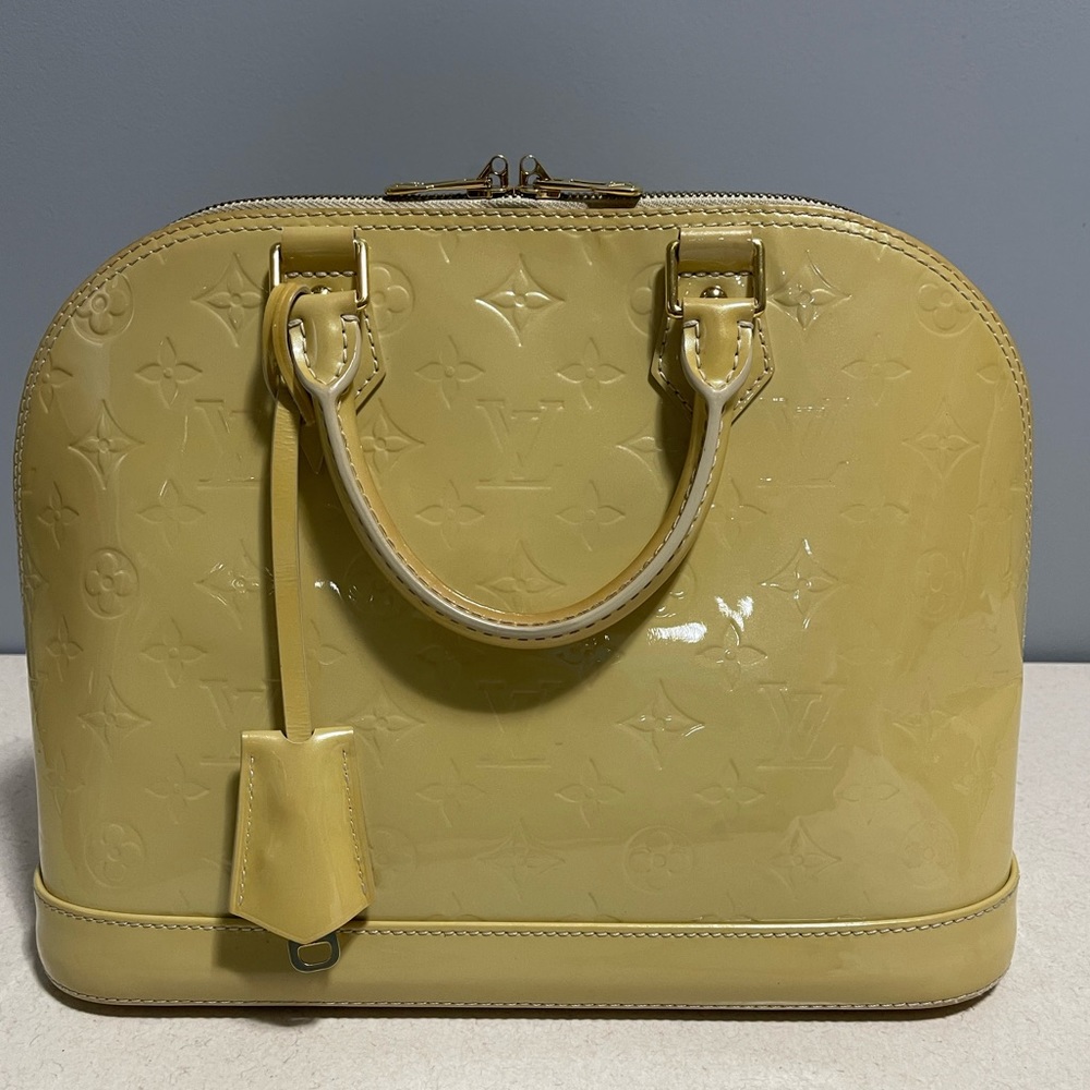 Louis Vuitton Yellow Vernis Alma Satchel
